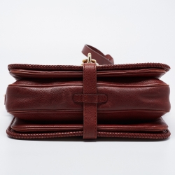 Pre Owned Gucci Beige/Maroon GG Canvas and Leather Medium Marrakech Tassel Messenger Bag