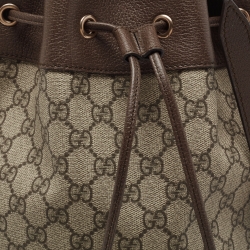 Pre Owned Gucci Beige/Brown GG Supreme Canvas and Leather Ophidia Bucket Bag