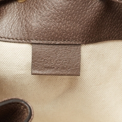 Pre Owned Gucci Beige/Brown GG Supreme Canvas and Leather Ophidia Bucket Bag