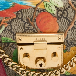 Pre Owned Gucci Multicolor Floral GG Supreme Canvas Small Padlock Shoulder Bag