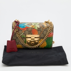 Pre Owned Gucci Multicolor Floral GG Supreme Canvas Small Padlock Shoulder Bag