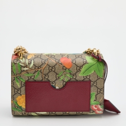 Pre Owned Gucci Multicolor Floral GG Supreme Canvas Small Padlock Shoulder Bag