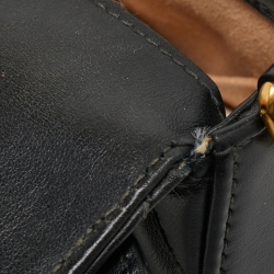 Pre Owned Gucci Black Matelassé Leather Mini GG Marmont Top Handle Bag