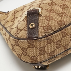 Pre Owned Gucci Beige/Brown GG Canvas and Leather Medium Abbey D-Ring Hobo