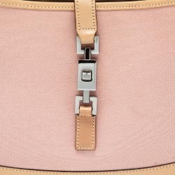 مملوكة مسبقًا Gucci Pink/Beige Canvas and Leather Small Jackie O Hobo