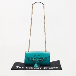 Pre Owned Gucci Turquoise Leather Small Emily Shoulder Bag