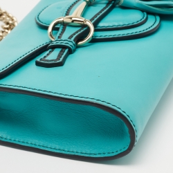 Pre Owned Gucci Turquoise Leather Small Emily Shoulder Bag