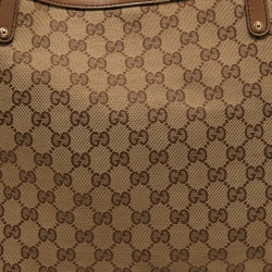 Pre Owned Gucci Beige/Brown GG Canvas and Leather Craft Tote