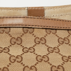Pre Owned Gucci Beige/Brown GG Canvas and Leather Craft Tote