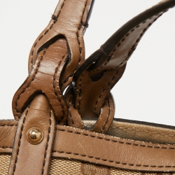 Pre Owned Gucci Beige/Brown GG Canvas and Leather Craft Tote
