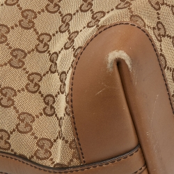 Pre Owned Gucci Beige/Brown GG Canvas and Leather Craft Tote