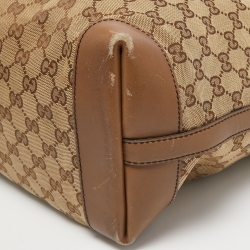 Pre Owned Gucci Beige/Brown GG Canvas and Leather Craft Tote
