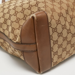 Pre Owned Gucci Beige/Brown GG Canvas and Leather Craft Tote