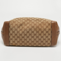 Pre Owned Gucci Beige/Brown GG Canvas and Leather Craft Tote