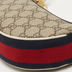 Pre Owned Gucci Beige/Cream GG Supreme Canvas and Leather Mini Ophidia Bag