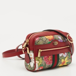 Pre Owned Gucci Multicolor Flora GG Supreme Coated Canvas and Leather Mini Ophidia Crossbody Bag