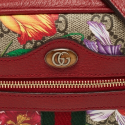 Pre Owned Gucci Multicolor Flora GG Supreme Coated Canvas and Leather Mini Ophidia Crossbody Bag