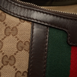Pre Owned Gucci Beige/Brown GG Canvas and Leather Vintage Web Hobo