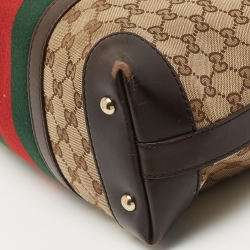 Pre Owned Gucci Beige/Brown GG Canvas and Leather Vintage Web Hobo