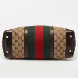 Pre Owned Gucci Beige/Brown GG Canvas and Leather Vintage Web Hobo