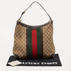 Pre Owned Gucci Beige/Brown GG Canvas and Leather Vintage Web Hobo