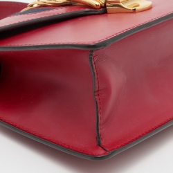 Gucci Red Leather Mini Web Sylvie Top Handle Bag