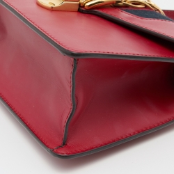 Gucci Red Leather Mini Web Sylvie Top Handle Bag
