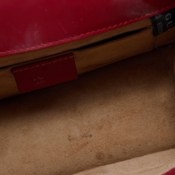 Gucci Red Leather Mini Web Sylvie Top Handle Bag
