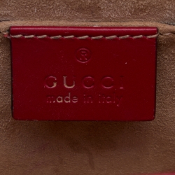 Gucci Red Leather Mini Web Sylvie Top Handle Bag