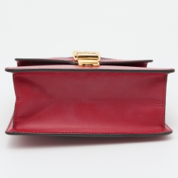 Gucci Red Leather Mini Web Sylvie Top Handle Bag