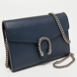 Gucci Navy Blue Leather Dionysus Wallet On Chain