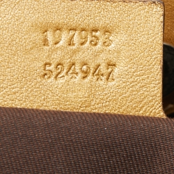 Pre Owned Gucci Gold/Beige GG Crystal Canvas and Leather Medium Joy Tote