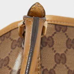Pre Owned Gucci Gold/Beige GG Crystal Canvas and Leather Medium Joy Tote