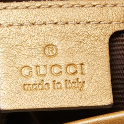 Pre Owned Gucci Gold/Beige GG Crystal Canvas and Leather Medium Joy Tote