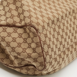 Pre Owned Gucci Brown/Beige GG Canvas and Leather Large Sukey Tote