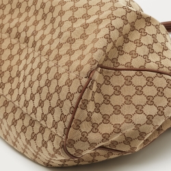 Pre Owned Gucci Brown/Beige GG Canvas and Leather Large Sukey Tote