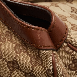 Pre Owned Gucci Brown/Beige GG Canvas and Leather Large Sukey Tote