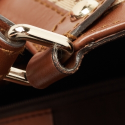 Pre Owned Gucci Brown/Beige GG Canvas and Leather Large Sukey Tote