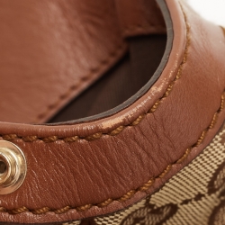 Pre Owned Gucci Brown/Beige GG Canvas and Leather Large Sukey Tote