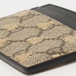 Gucci Beige/Black GG Supreme Canvas and Leather Bee Card Holder  