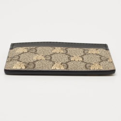 Gucci Beige/Black GG Supreme Canvas and Leather Bee Card Holder  