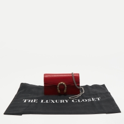 Gucci Red Leather Super Mini Dionysus Crossbody Bag