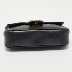 Gucci Black Matelassé Leather Mini GG Marmont Shoulder Bag