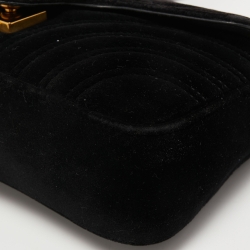 Pre Owned Gucci Black Matelasse Velvet Mini GG Marmont Shoulder Bag