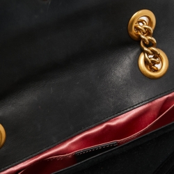 Pre Owned Gucci Black Matelasse Velvet Mini GG Marmont Shoulder Bag