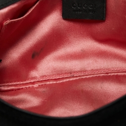 Pre Owned Gucci Black Matelasse Velvet Mini GG Marmont Shoulder Bag