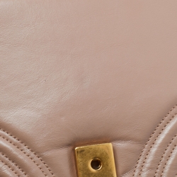 Pre Owned Gucci Beige Matelasse Leather Small GG Marmont Top Handle Bag