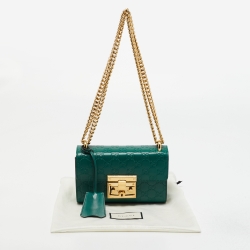 Gucci Green Guccissima Leather Small Padlock Shoulder Bag