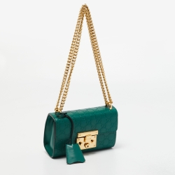 Gucci Green Guccissima Leather Small Padlock Shoulder Bag