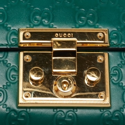 Gucci Green Guccissima Leather Small Padlock Shoulder Bag